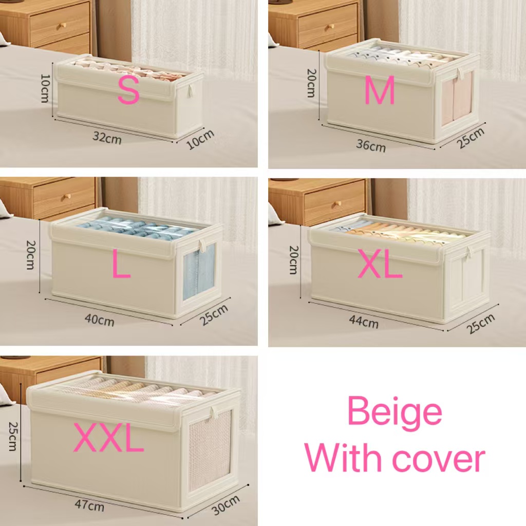 Baby Clothes Organiser - 1PC 折りたたみ式衣類収納ボックス 透明窓付き オックスフォード布製 家庭用防塵オーガナイザー 寝室用