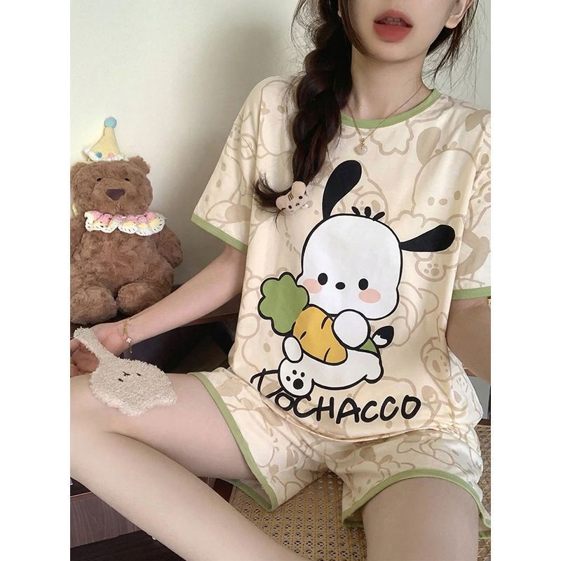Summer Short Set - パジャマベストセラー ポチャッコ 新しい夏のかわいい女性用半袖ショーツ 2 ピースギフトホーム服セット快適な漫画