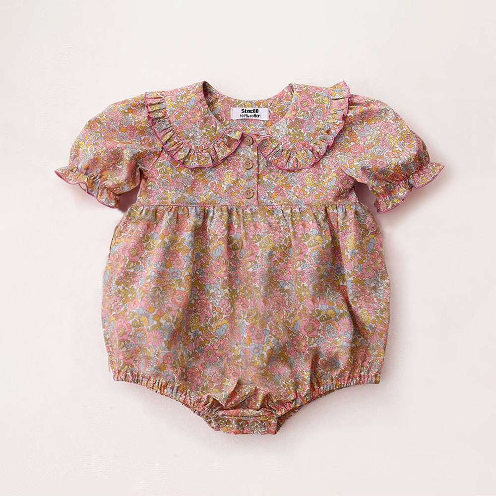 Baby Clothing Bundles - 夏の新生児用ワンピース服 可愛い花柄女の子ロンパース 綿ベビー服