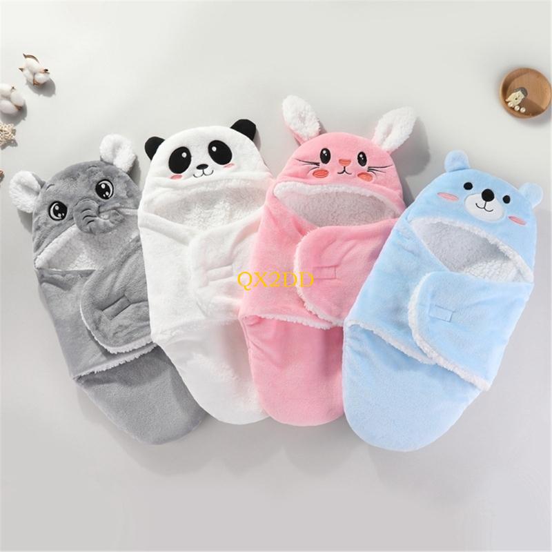 Fleece Sleep Bag - QX2D 新生児ラップ毛布秋冬おくるみタオル漫画寝袋ソフト暖かい分娩室受信毛布