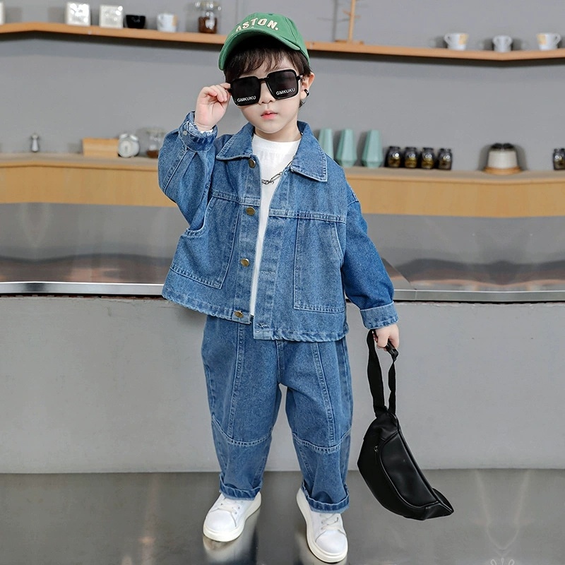 Baby Clothing Boutique - ベビーボーイブティック服セット ファッションボーイズデニムジャケット＆パンツ 2ピースアウトフィット 春秋 キッズ ベベ