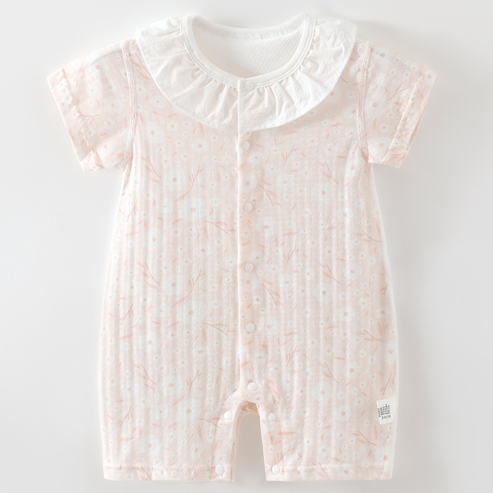Baby Clothing Weight - ベビーガールズロンパース半袖サマー100%コットン軽量幼児用ブティック服フリル襟新生児ジャンプスーツ