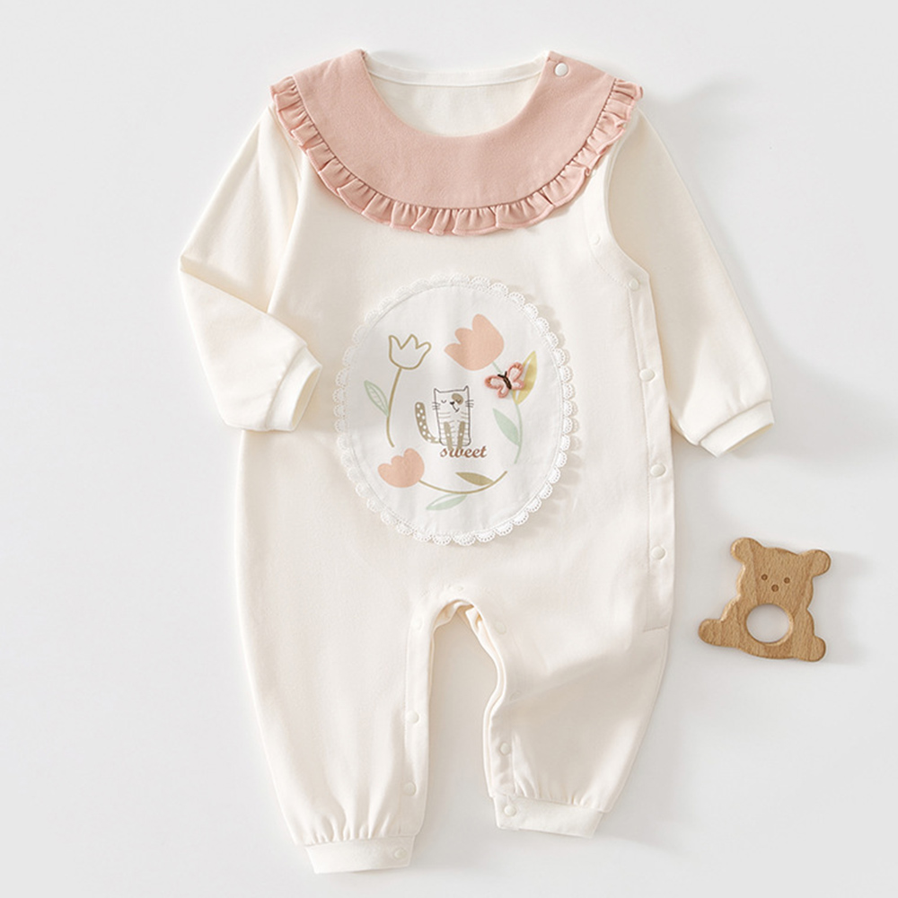Baby Xmas Clothing - ベビークリスマス Onesies 綿フリル花秋ブティック服女の赤ちゃん 1st 誕生日プリンセス幼児長袖ロンパース