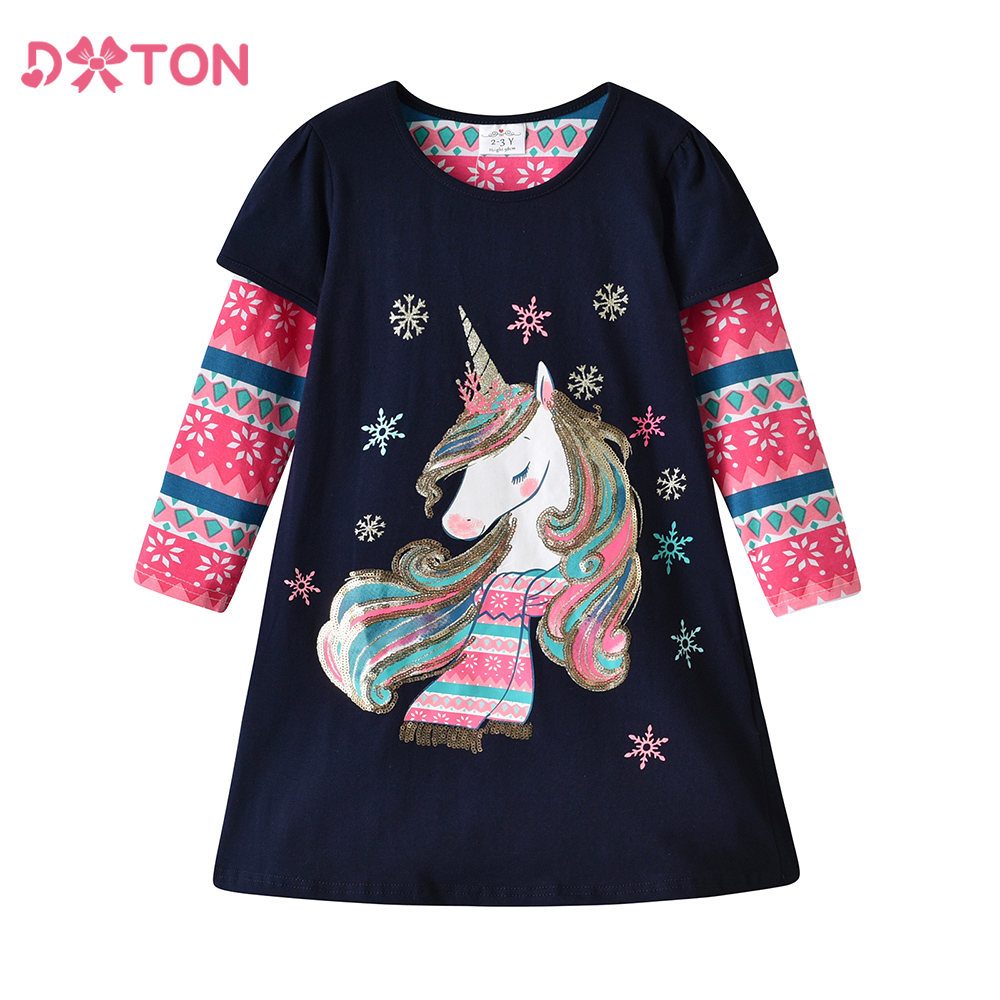 Baby Xmas Clothing - DXTON ベビー子供クリスマスドレススノーフレーク長袖女の子クリスマスドレス O ネックユニコーン新年子供カジュアルストレートドレス