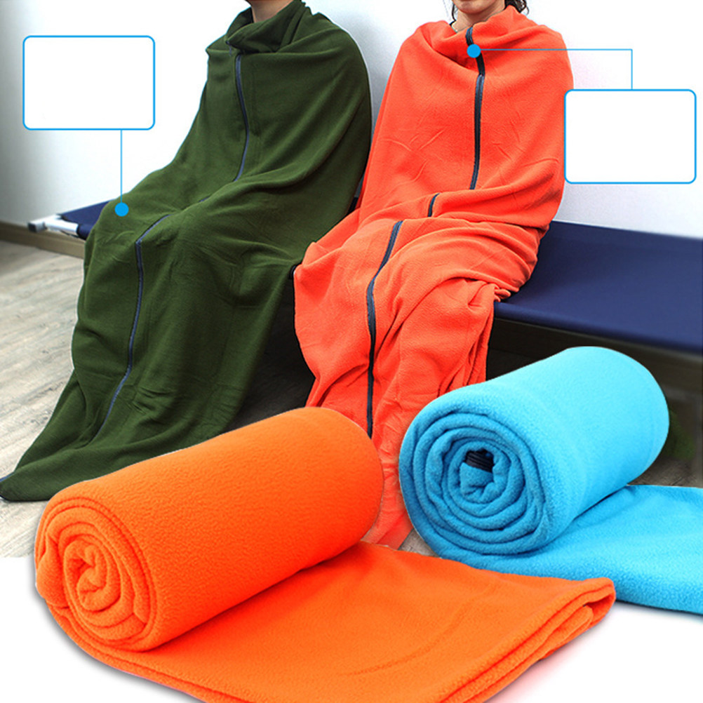 Fleece Sleep Bag - ポータブル寝袋 オレンジ ポーラーフリース 暖かく通気性抜群 キャンプ ハイキング
