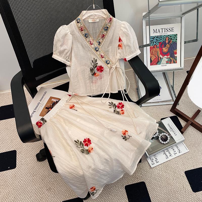 Baby Clothing Bundles - 女の子のための短いスカートとレースのセット,純綿のツーピースセット,白,夏,2024