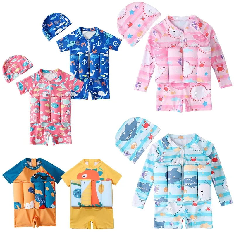 Baby Clothing Bundles - 子供用漫画プリント水着、浮力水着、フローティングラッシュガード、男の子と女の子用の水着、水着、子供用水着、1個