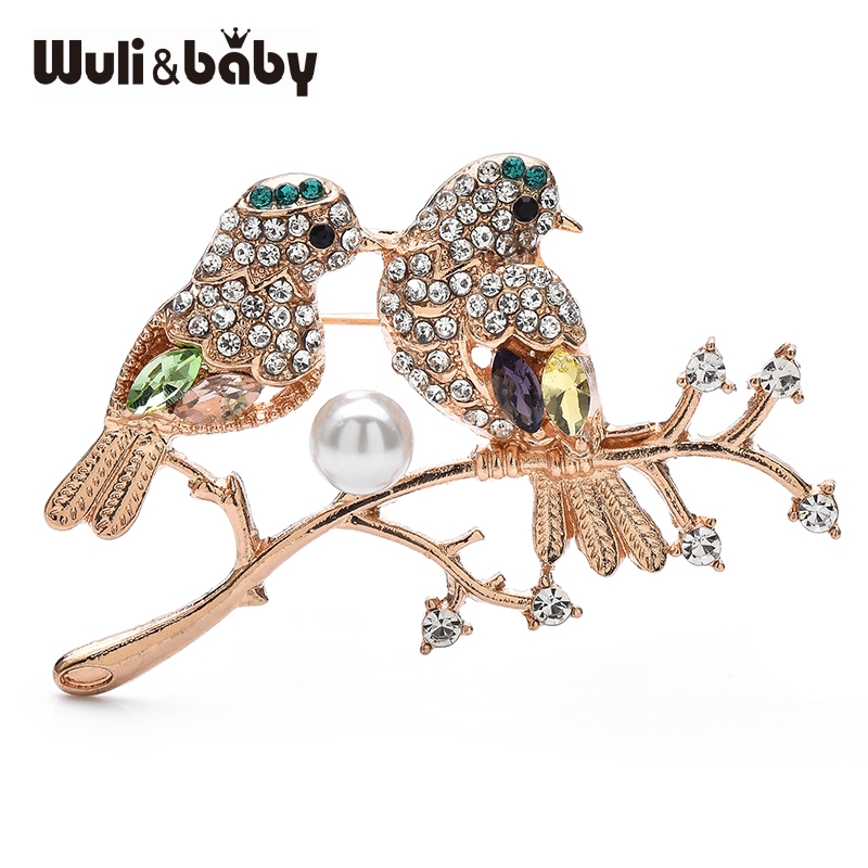Baby Xmas Clothing - Wuli & ベビークリスタルカップル鳥ウミウシブローチパールピルラピンエレガントな女性ジュエリーバッジスーツセーターとドレス