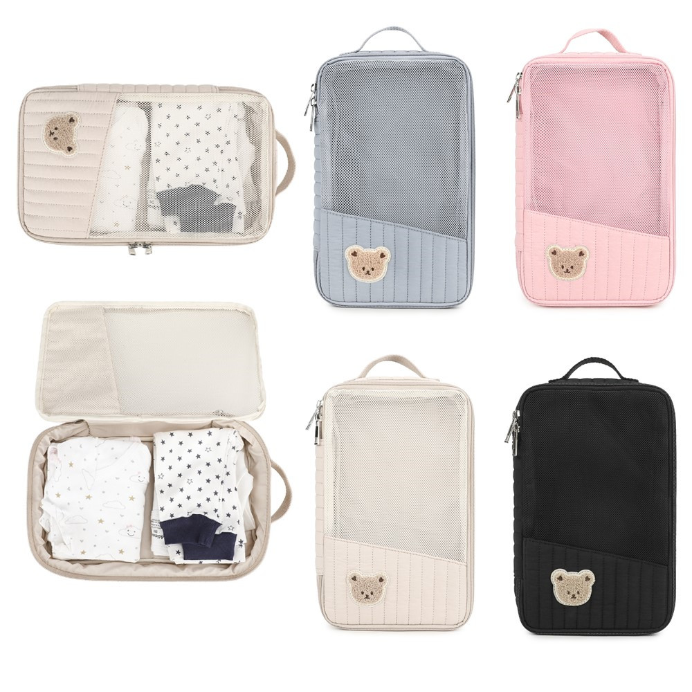 Baby Clothes Organiser - かわいいベビーカー用おむつバッグ 吊り下げ式バッグ ベビー服やおむつの分離収納 旅行用おむつ替え・洗濯収納バッグ
