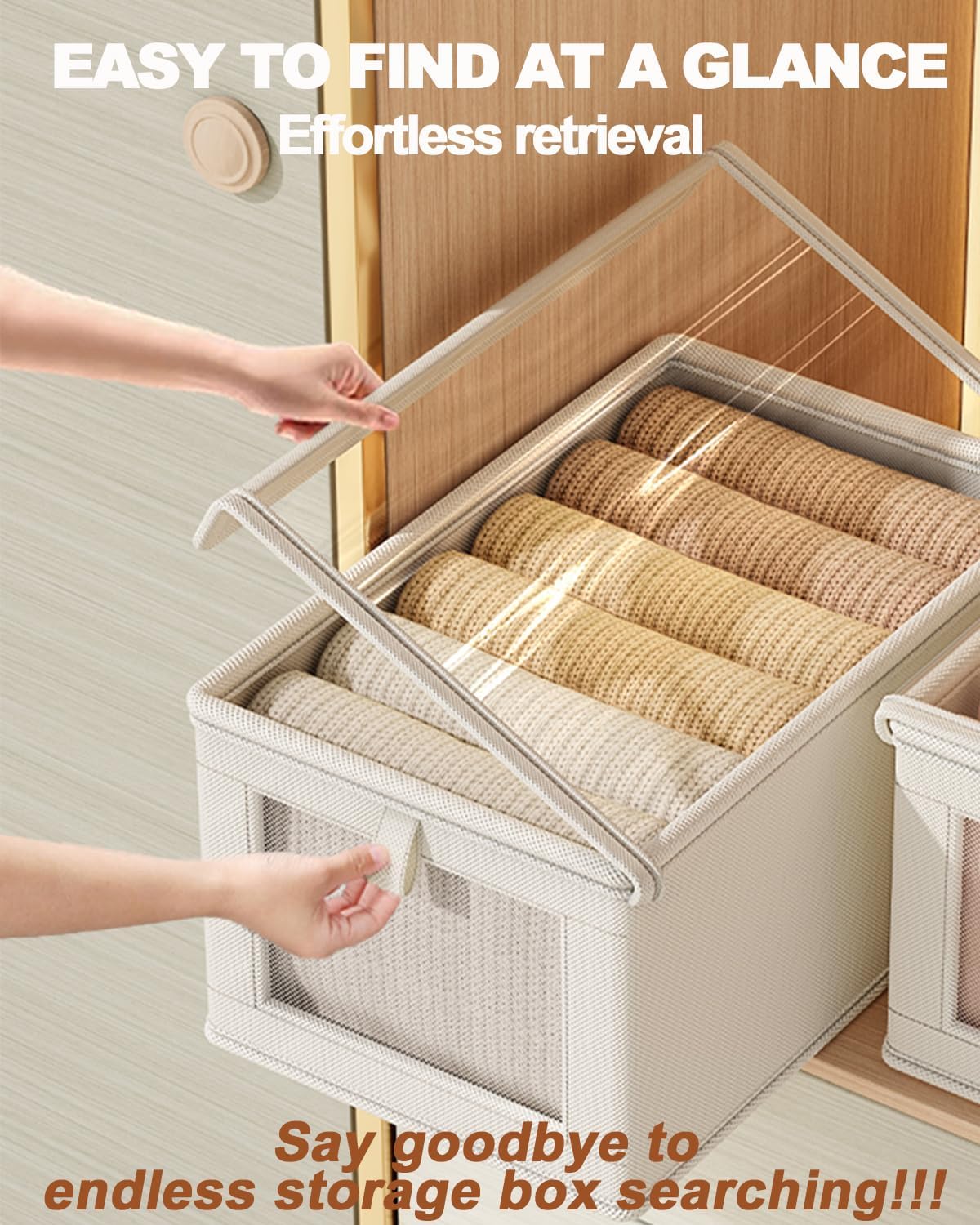 1PC 折りたたみ式衣類収納ボックス 透明窓付き オックスフ - Baby Clothes Organiser のレビューと価格