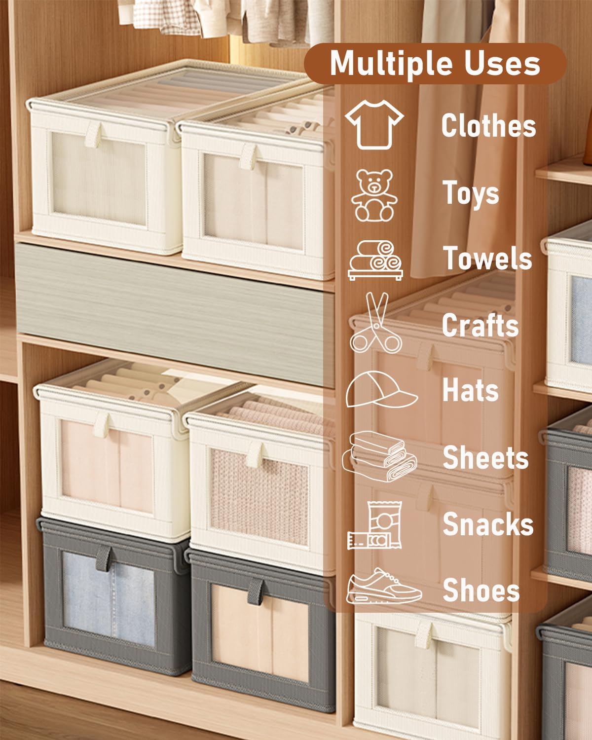 1PC 折りたたみ式衣類収納ボックス 透明窓付き オックスフ - Baby Clothes Organiser のレビューと価格