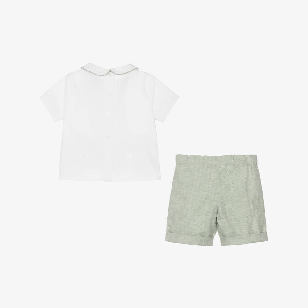 子供ブティック服男の子半袖グリーンセットヴィンテージコットン - Baby Clothing Boutique のレビューと価格