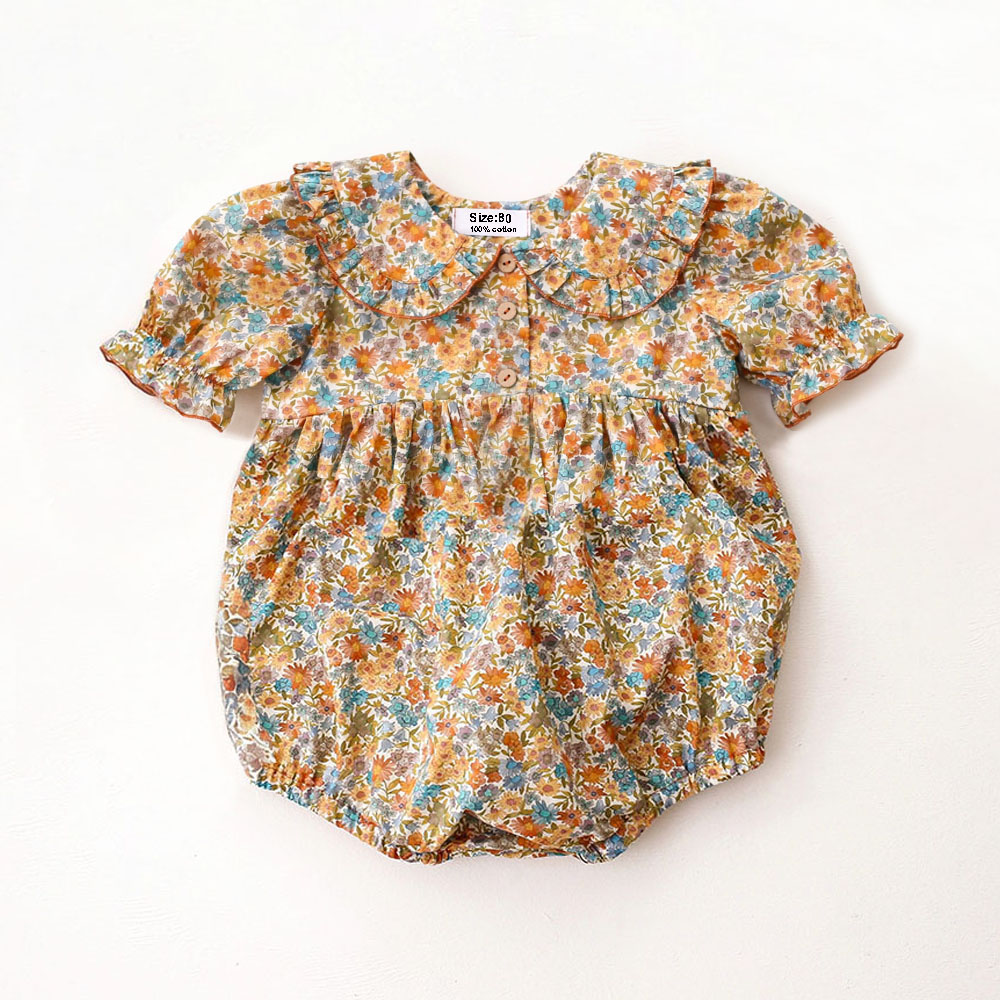 夏の新生児用ワンピース服 可愛い花柄女の子ロンパース 綿ベビ - Baby Clothing Bundles のレビューと価格