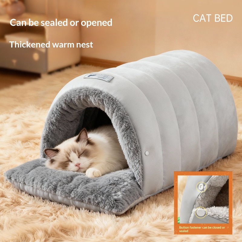 半密閉型レザー寝袋 洗える猫ハウス 防水底 冬用暖かい猫用洞 - Fleece Sleep Bag のレビューと価格