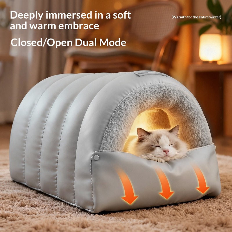 半密閉型レザー寝袋 洗える猫ハウス 防水底 冬用暖かい猫用洞 - Fleece Sleep Bag のレビューと価格
