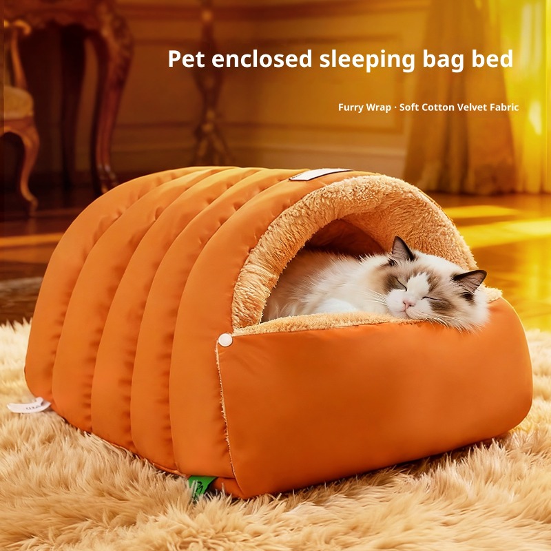 半密閉型レザー寝袋 洗える猫ハウス 防水底 冬用暖かい猫用洞 - Fleece Sleep Bag のレビューと価格