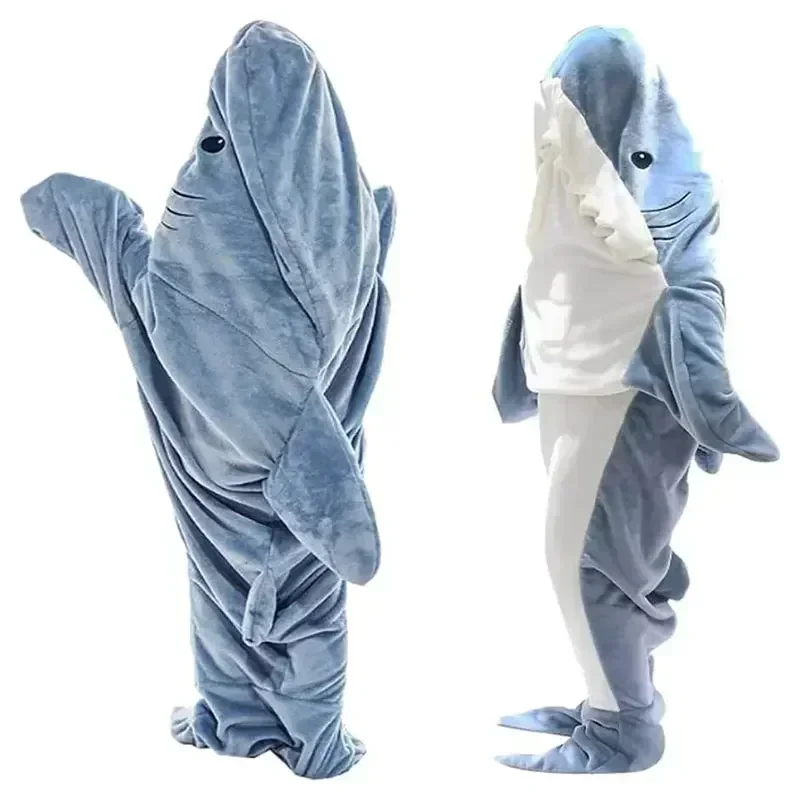 漫画サメブランケットパーカー女性着ぐるみ遊び着子供親フード付 - Fleece Sleep Bag のレビューと価格