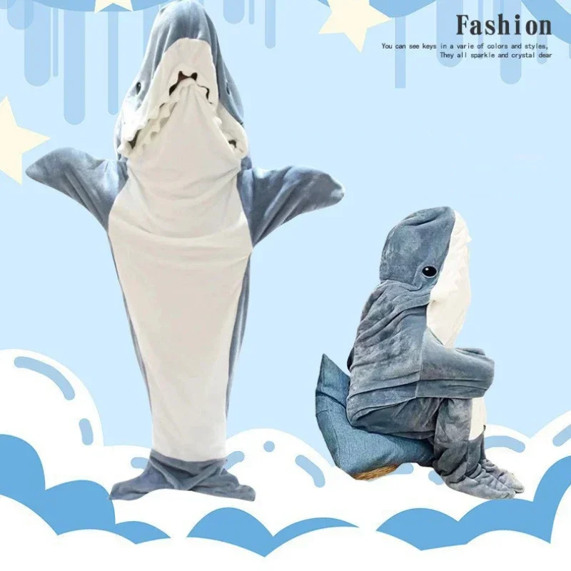 漫画サメブランケットパーカー女性着ぐるみ遊び着子供親フード付 - Fleece Sleep Bag のレビューと価格