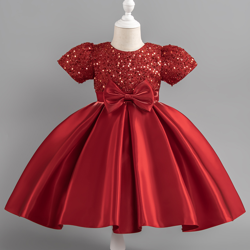 女の赤ちゃんクリスマスドレススパンコール半袖パーティードレス - Baby Xmas Clothing のレビューと価格