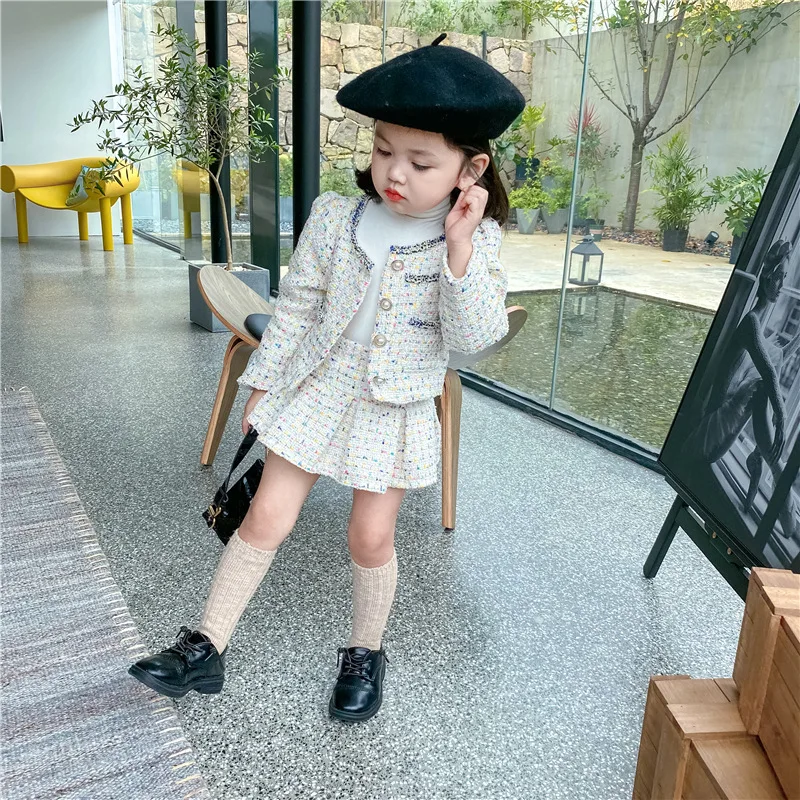 女の子ツイードセット服秋子供ブティック服スーツ子供コートとス - Baby Clothing Boutique のレビューと価格