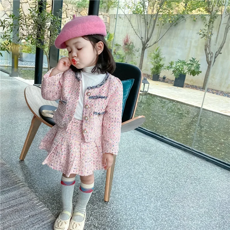 女の子ツイードセット服秋子供ブティック服スーツ子供コートとス - Baby Clothing Boutique のレビューと価格