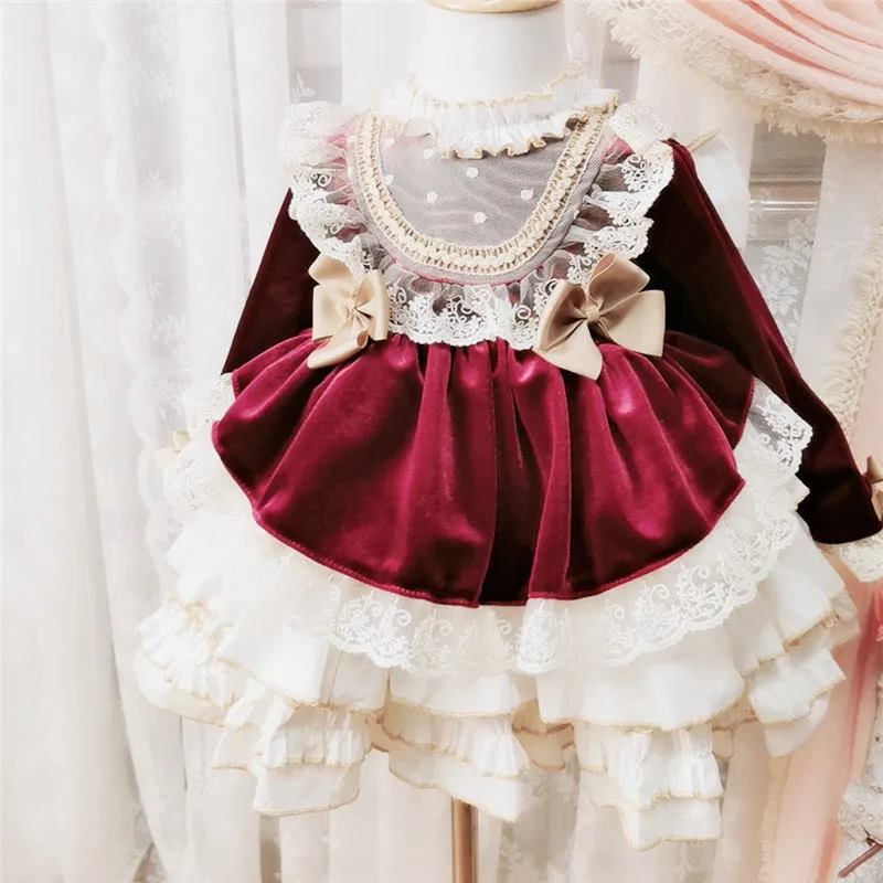 女の子のためのスペイン語のイブニングドレス,ヴィンテージのピ - Baby Xmas Clothing のレビューと価格