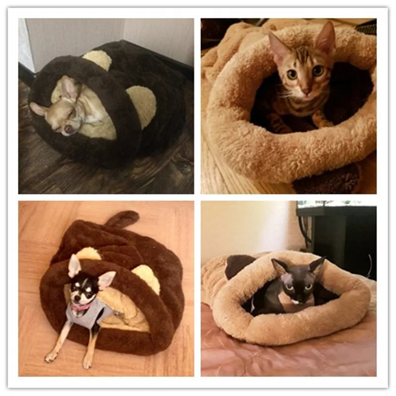 暖かいサンゴフリース猫寝袋ベッド子犬小型犬ペット無毛猫マット - Fleece Sleep Bag のレビューと価格
