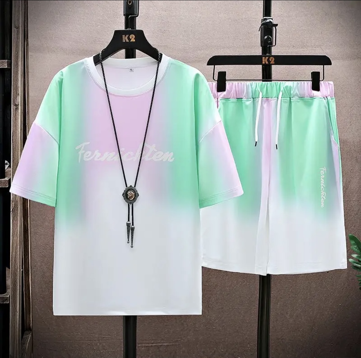 新作夏物カップル向けアイスシルクセット、ゆったりとした韓国風 - Summer Short Set のレビューと価格